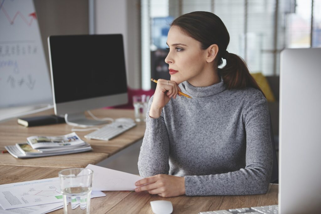 Pensive woman got the right mindset for business